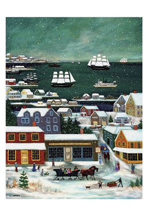 Framed Winter in Nantucket Harbor Print