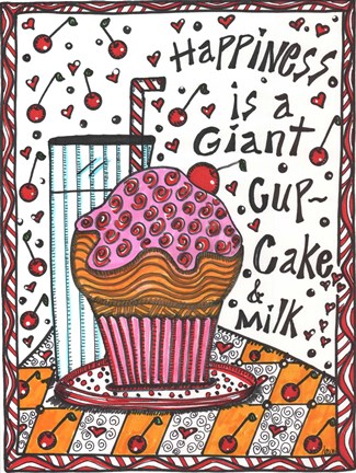 Framed Happiness Is A Giant cupcake Print