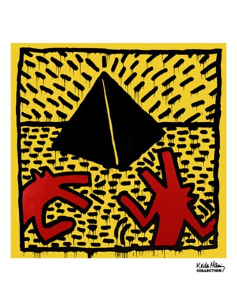Framed Untitled, 1982 (red dogs with pyramid) Print
