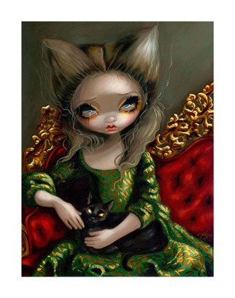 Framed Princess with a Black Cat Print