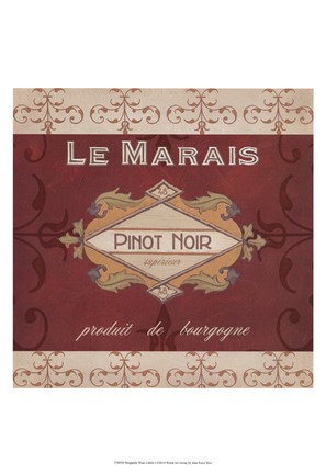 Framed Burgundy Wine Labels I Print