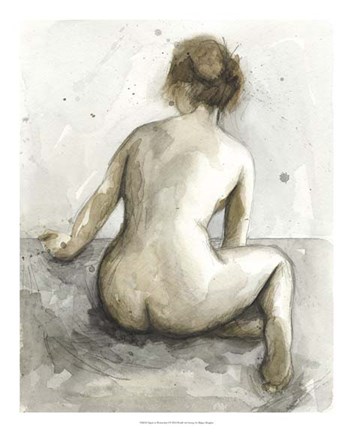 Framed Figure in Watercolor I Print