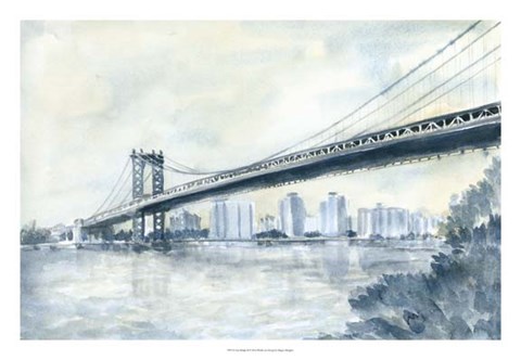 Framed City Bridge II Print