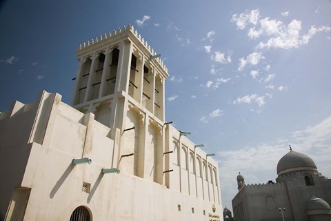 Framed Qatar, Ad Dawhah, Doha. Heritage House Museum- Traditional Badgir (Wind Tower) built in 1935 Print