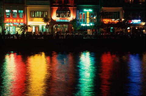 Framed Popular night spot at Boat Quay. Print