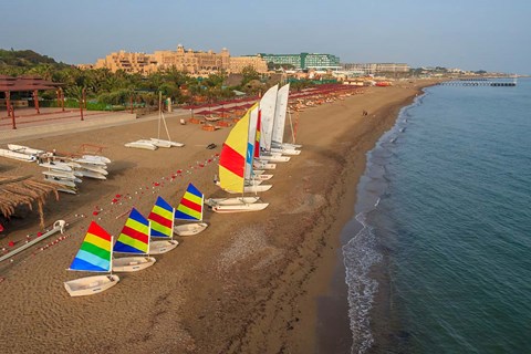 Framed Sailboats on the Beach, Belek, Antalya, Turkey Print