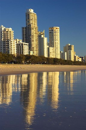 Framed Early Morning Light on Surfers Paradise, Gold Coast, Queensland, Australia Print