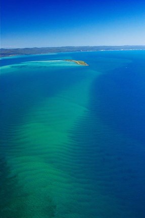 Framed Great Sandy Straits, Little Woody Island and Fraser Island, Queensland, Australia Print