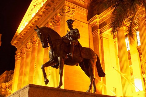 Framed Statue outside King George Square, Brisbane, Queensland, Australia Print