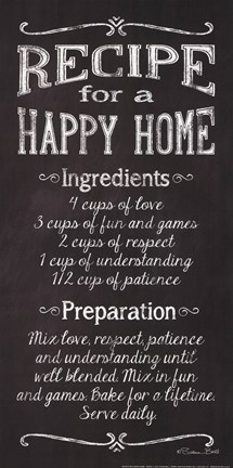 Framed Recipe for a Happy Home Print