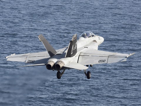 Framed F/A-18F Super Hornet Takes Of in the Arabian Sea Print