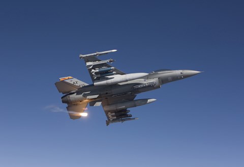 Framed F-16 Fighting Falcon Releases a Flare Print