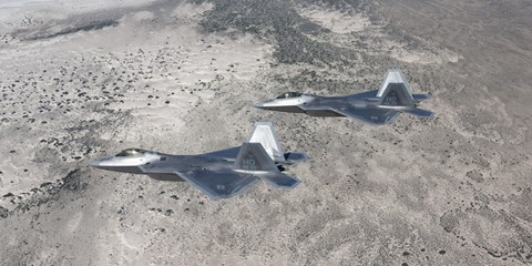Framed Two F-22 Raptors over New Mexico Print