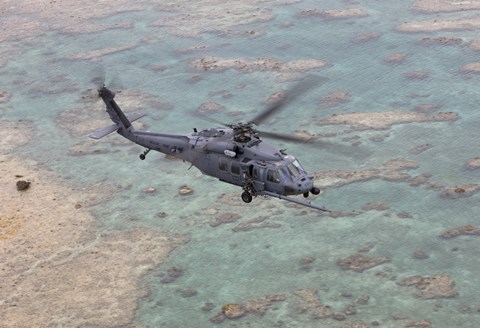 Framed HH-60G Pave Hawk Along the Coastline of Okinawa, Japan Print