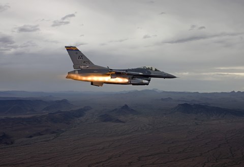 Framed F-16 Fighting Falcon Fires an AGM-65 Maverick Missile Print