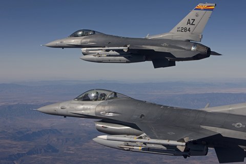 Framed Close-Up of Two F-16&#39;s over Arizona Print