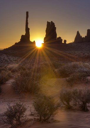 Framed Sunburst through the Totem Polein Monument Valley, Utah Print