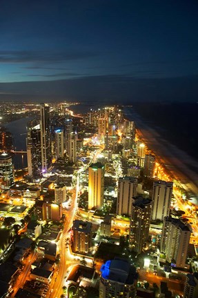 Framed Australia, Queensland, Surfers Paradise, City Skyline Print