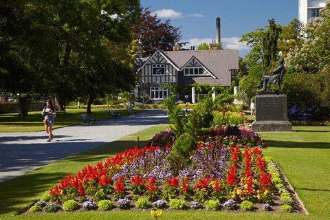 Framed Curator&#39;s House and Botanic Gardens, Hagley Park, Christchurch, South Island, New Zealand Print