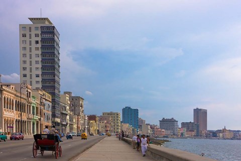 Framed Malecon street along the waterfront, Havana, UNESCO World Heritage site, Cuba Print