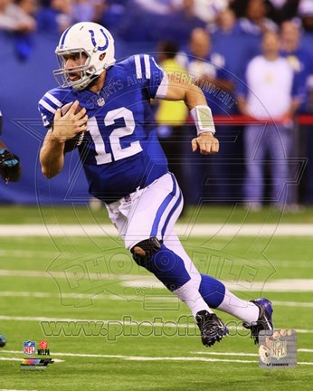 Framed Andrew Luck 2014 running with the football Print