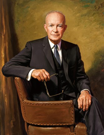 Framed President Dwight D Eisenhower Seated Print