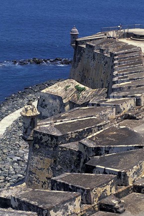 Framed Aerial view of El Morro Fort, Old San Juan, Puerto Rico Print