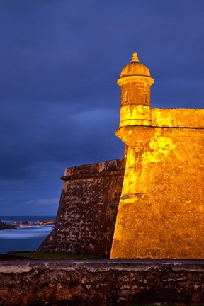 Framed El Morro Fort lit up, Old San Juan, Puerto Rico Print