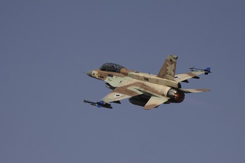 Framed F-16D Barak of the Israeli Air Force flying over Israel Print