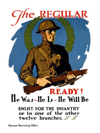 Framed American Infantryman Holding His Rifle Print