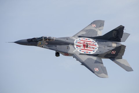 Framed MiG-29 Fulcrum of the Polish Air Force in Flight Print