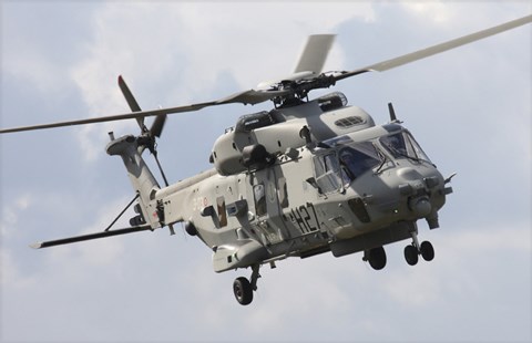 Framed Italian Navy EH101 Helicopter Prepares for Landing Print