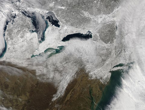 Framed Satellite View of a Large Nor&#39;easter Snow Storm Print