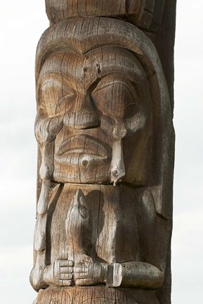 Framed Gitksan totem pole, Kispiox Village, British Columbia Print