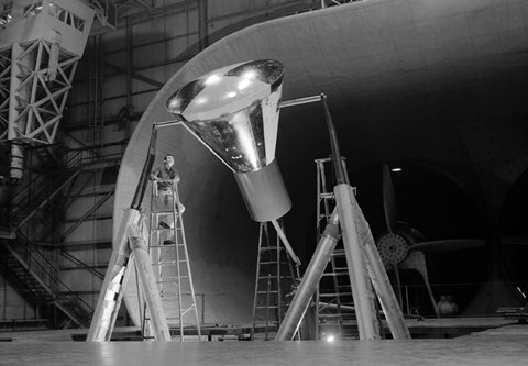 Framed Mercury Space Capsule Undergoes Testing in the Full Scale Wind Tunnel Print