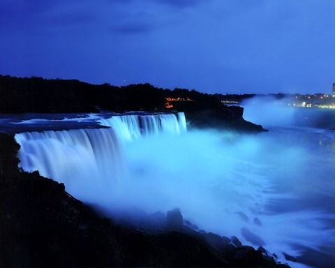 Framed Niagara Falls at night, Niagara Falls, New York Print