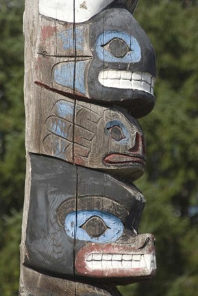 Framed Tseshaht Totem Poles, Port Alberni, British Columbia Print