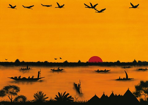 Framed Sunset at Lake Togoville Print