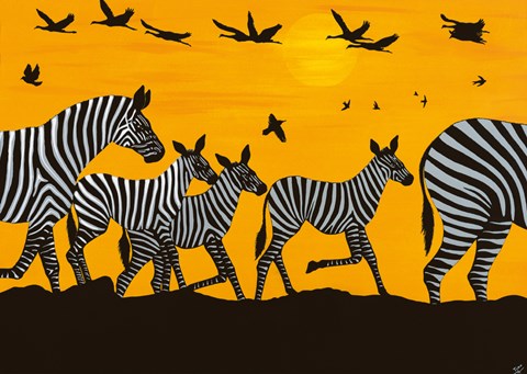 Framed Zebra Family Print