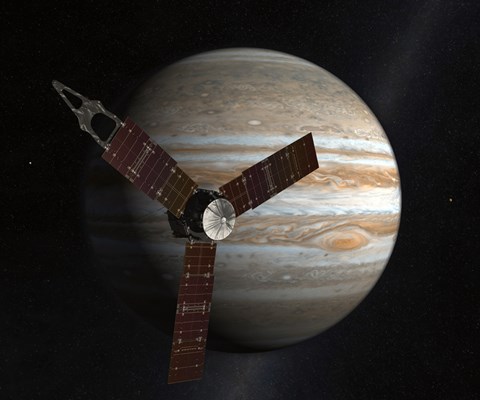 Framed Artist&#39;s Concept of the Juno Spacecraft in Orbit around Jupiter Print
