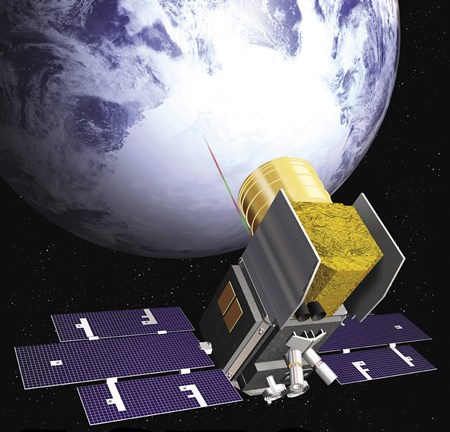 Framed Artist&#39;s Concept of the Ice, Cloud, and Land Elevation Satellite, also referred to as ICEsat Print