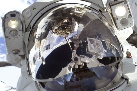 Framed Astronaut uses a Digital Still Camera to take a Self-Portrait during a Spacewalk Print