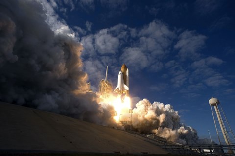 Framed Space Shuttle Atlantis Lifts off from the Launch pad at Kennedy Space Center, Florida Print
