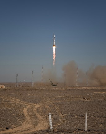 Framed Soyuz TMA-16 Launches from the Baikonur Cosmodrome in Kazakhstan Print