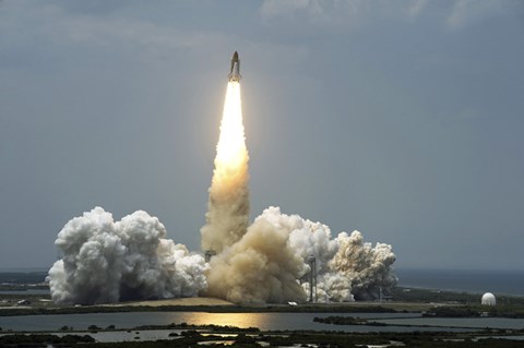 Framed Space Shuttle Atlantis Lifts off into the Sky Print