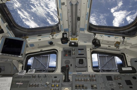 Framed view from Inside the Flight Deck of Space Shuttle Atlantis Print