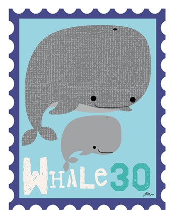 Framed Animal Stamps - Whale Print