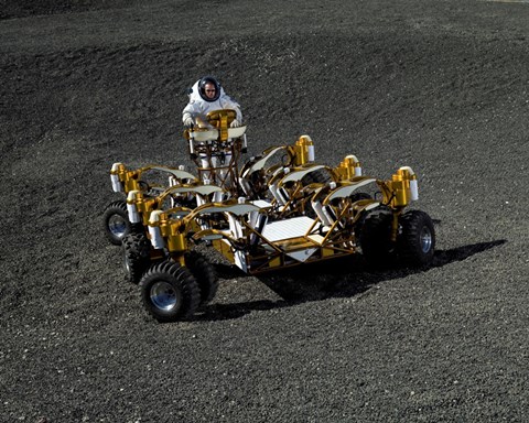 Framed Spacesuit Engineer Drives NASA&#39;s New Lunar Truck Prototype Print