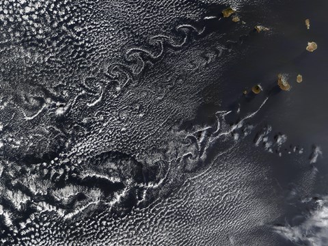 Framed Cloud Vortices over the Cape Verde islands Print