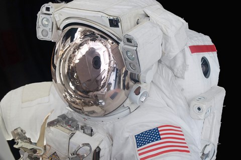 Framed Astronaut&#39;s Helmet Visor During a Spacewalk Print